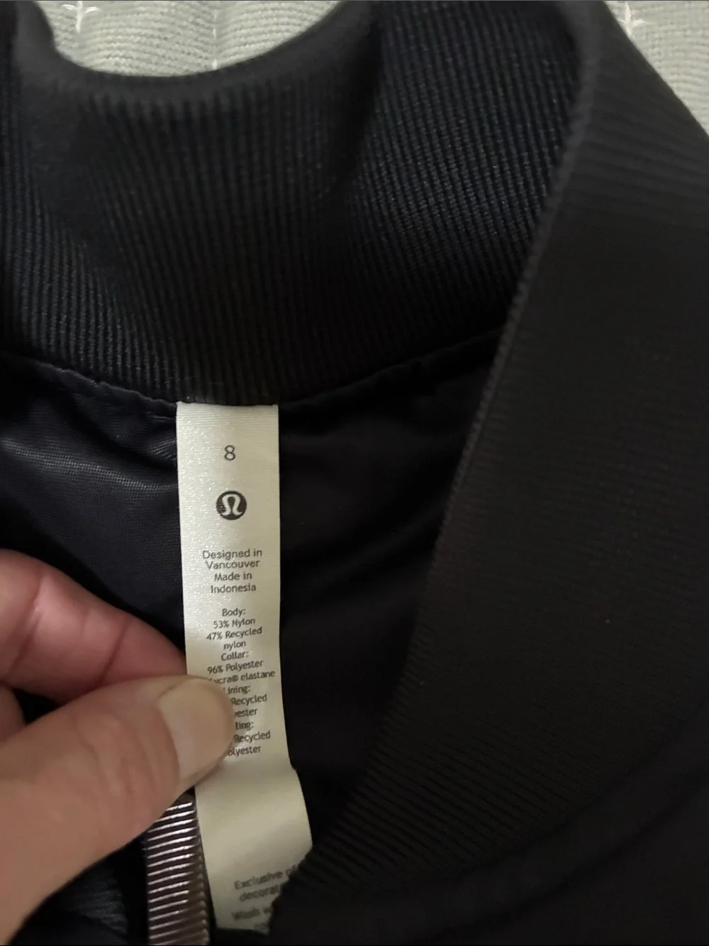 lululemon athletica Black ruched lightly insulated bomber Jacket